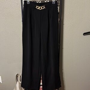 Black Dress Pants with Gold Chain Detail
